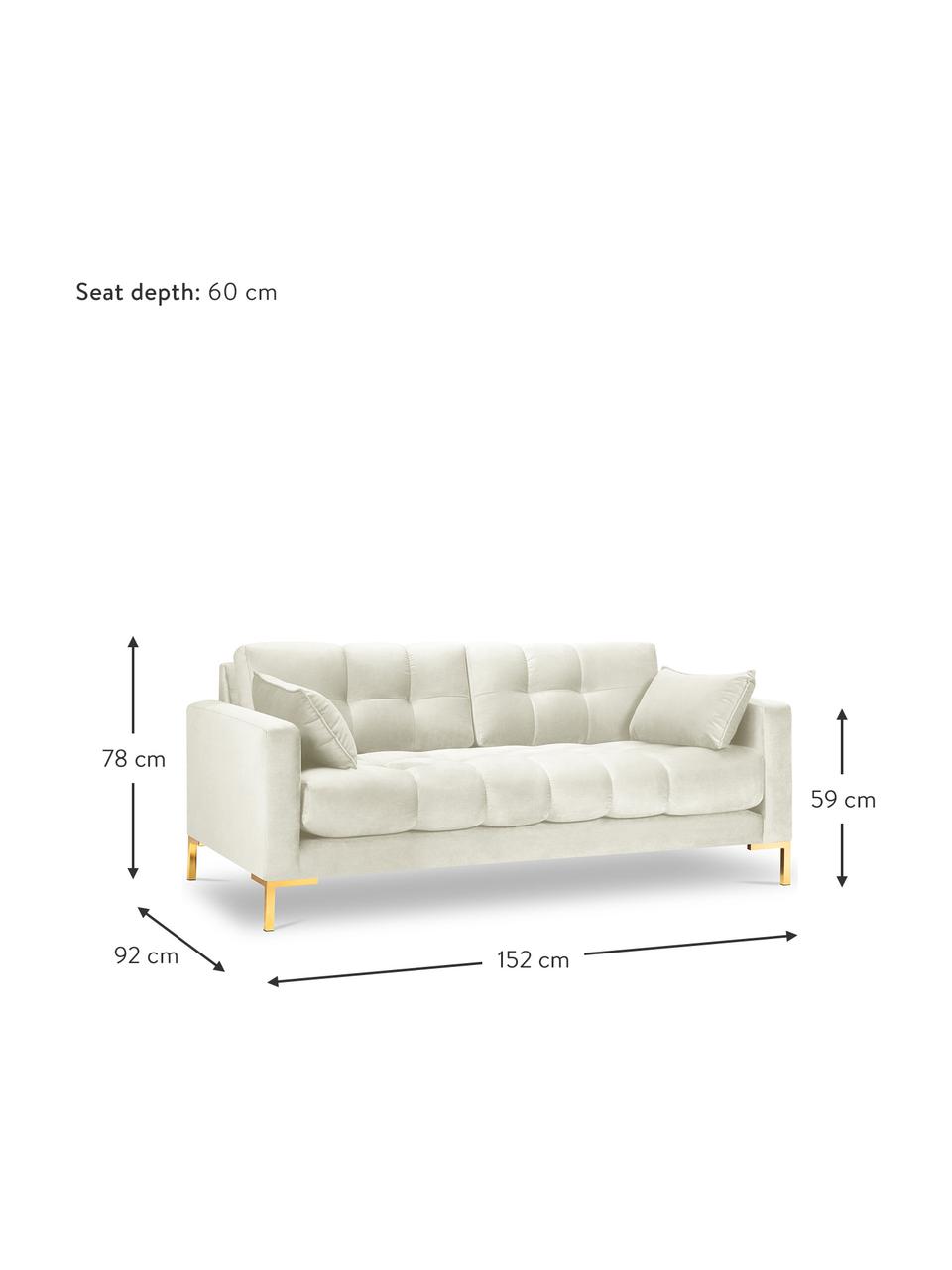 Sofa z aksamitu Mamaia (2-osobowa), Tapicerka: 100% aksamit poliestrowy , Nogi: metal powlekany, Jasnobeżowy aksamit, S 152 x G 92 cm