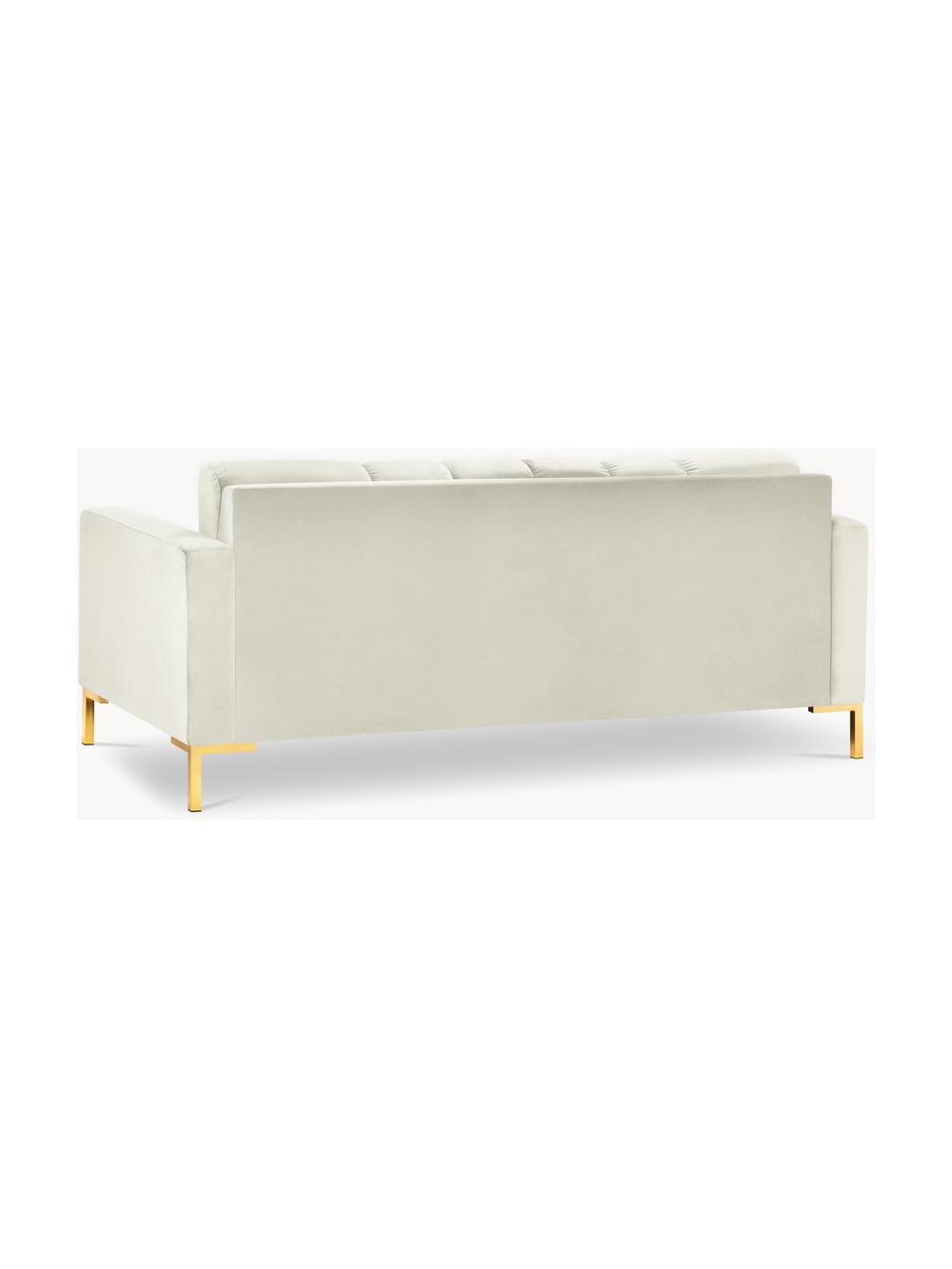 Fluwelen bank Mamaia (2-zits), Bekleding: 100% polyester fluweel (3, Frame: massief grenen, spaanplaa, Fluweel lichtbeige, messingkleurig, B 152 x D 92 cm