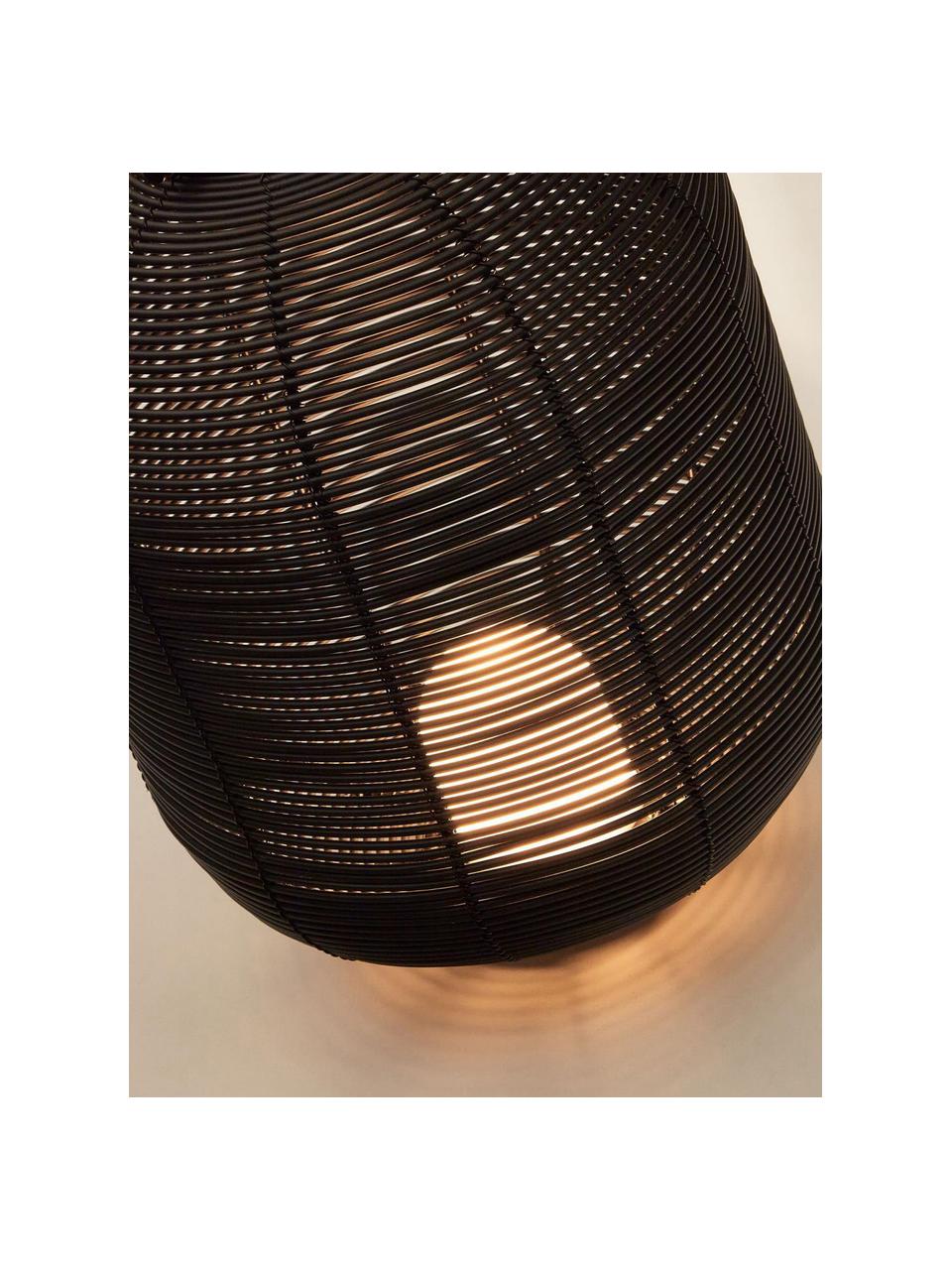 Mobiele LED outdoor tafellamp Saranella, H 37 cm, Kunststof, gecoat metaal, Zwart, Ø 24 x H 37 cm