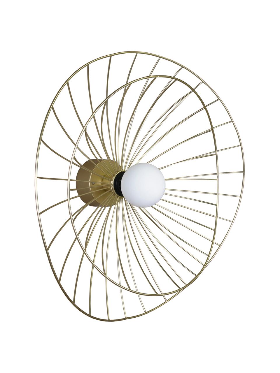 Plafondlamp Ray, Metaal, Geborsteld messingkleurig, Ø 60 x H 20 cm
