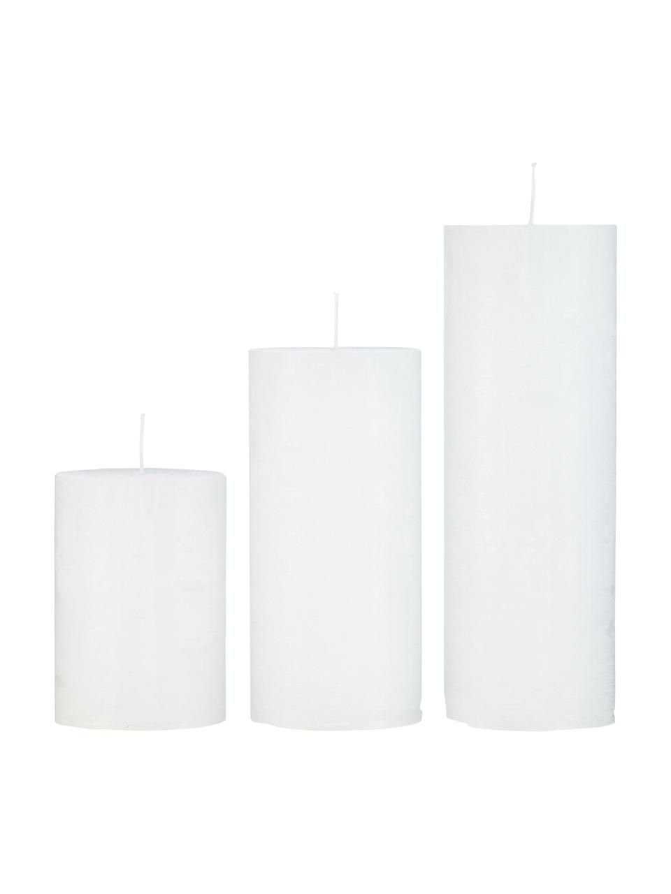 Bougie pilier faite main Rustic, Paraffine, Blanc, Ø 7 x haut. 10 cm