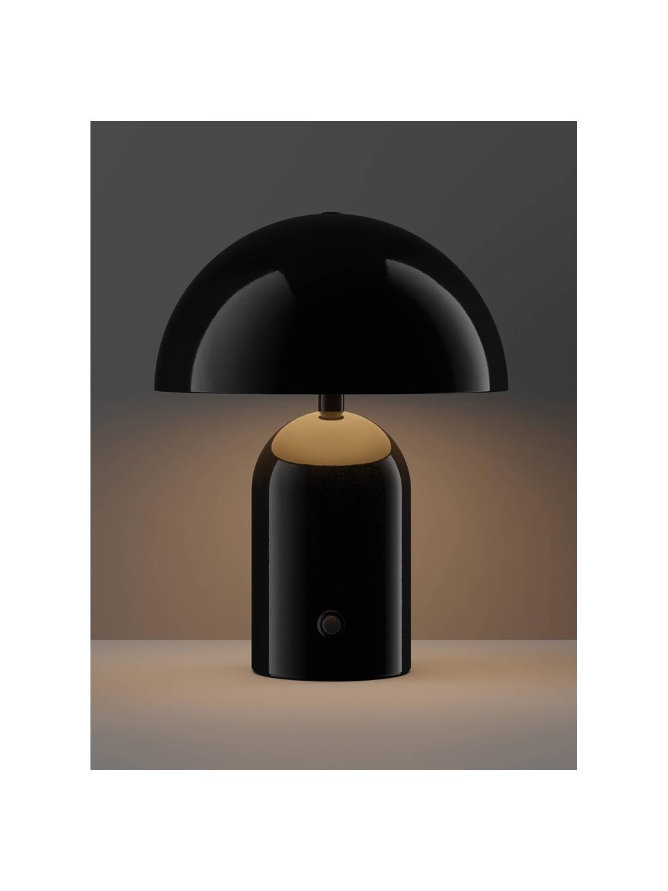 Kleine mobiele LED tafellamp Walter, dimbaar, Zwart, Ø 19 x H 25 cm