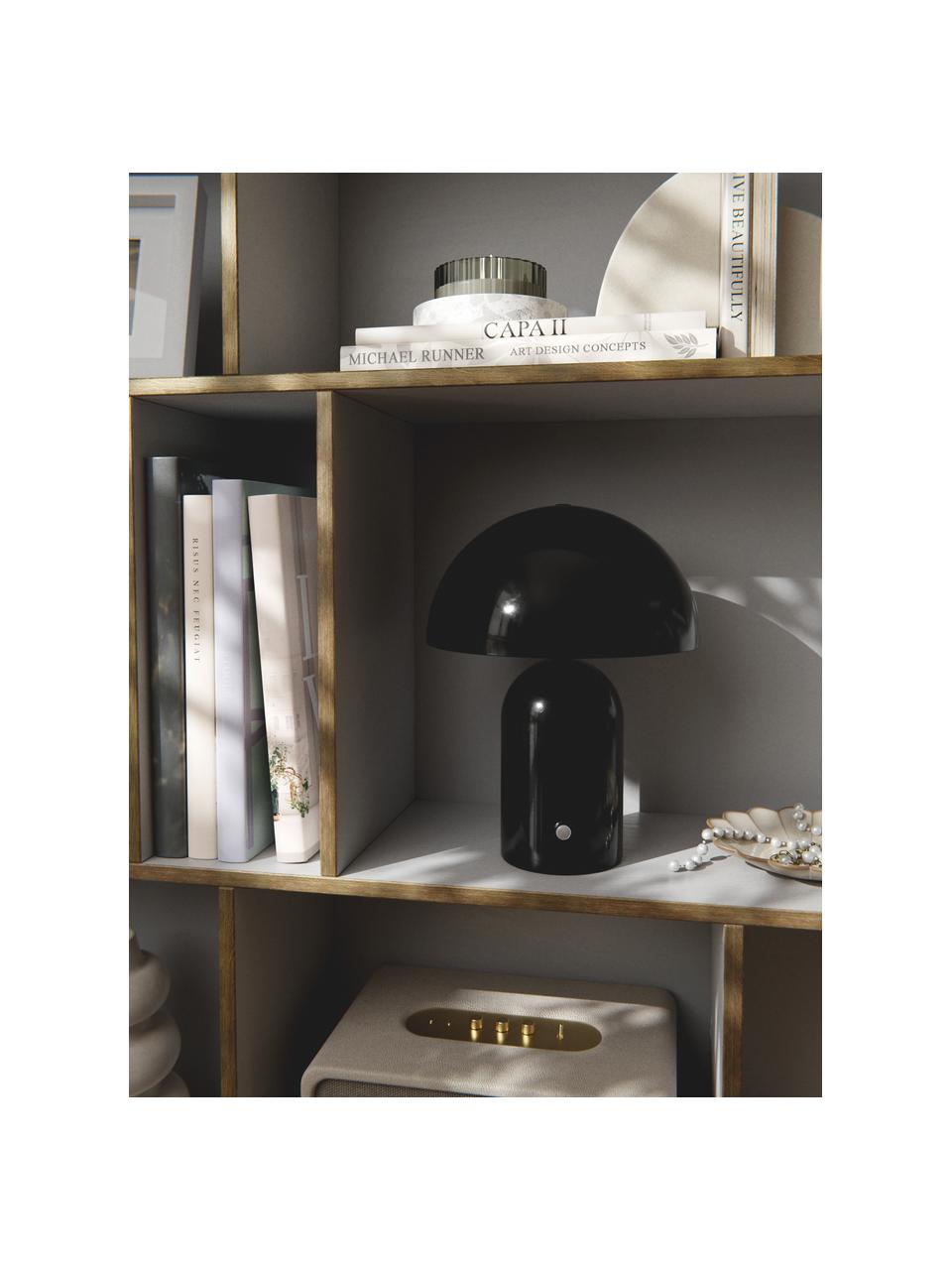 Lampada piccola da tavolo portatile a LED Walter, Paralume: metallo verniciato a polv, Base della lampada: metallo verniciato a polv, Nero, Ø 19 x Alt. 25 cm