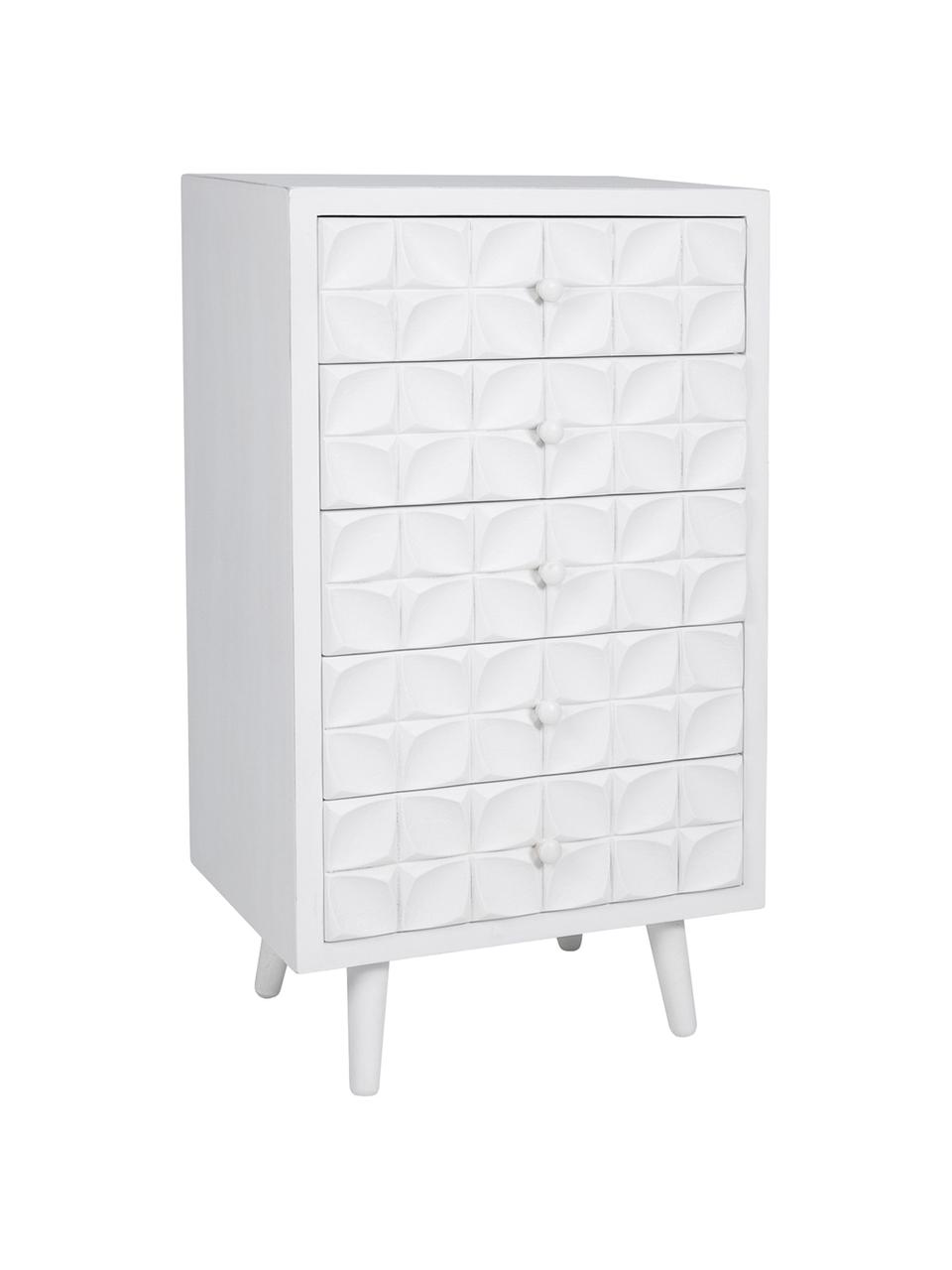 Chiffonier Diamandio, Estructura: madera de abeto, tablero , Blanco, An 54 x Al 96 cm