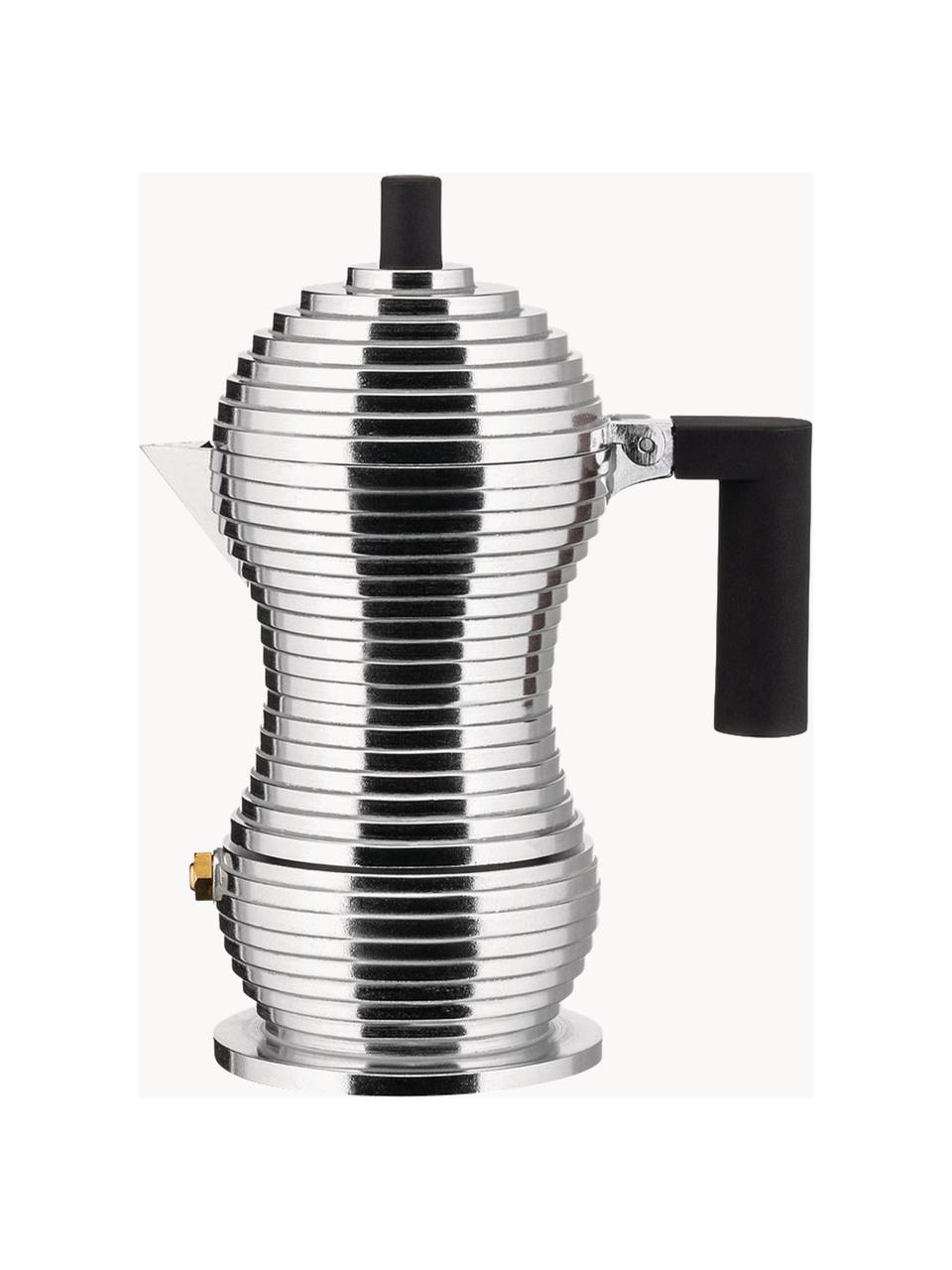 Cafetera espresso Pulcina, para 6 tazas, Recipiente: fundición de aluminio, Asa: poliamida, Plateado brillante, Ancho 13 x Alto 17 cm, para una taza