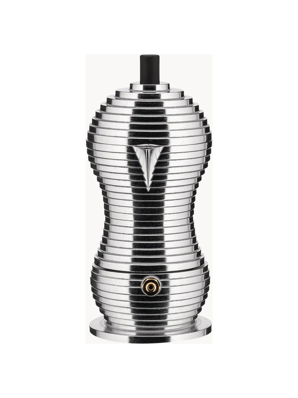 Espressokocher Pulcina, Gehäuse: Aluminiumguss, Griffe: Polyamid, Silberfarben, glänzend, B 13 x H 17 cm, für eine Tasse