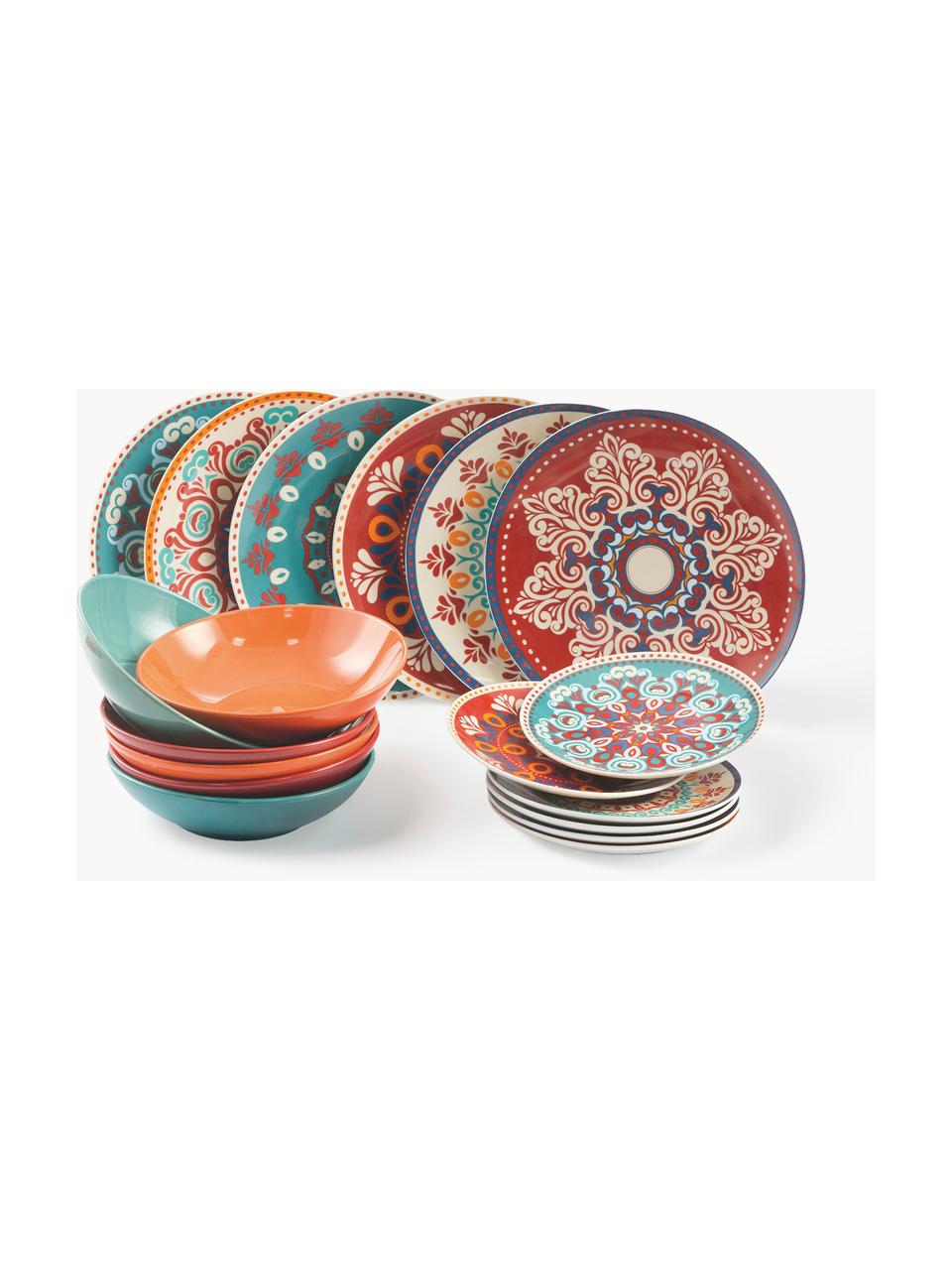 Servizio di piatti in porcellana Shiraz, 6 persone (18 pz), Porcellana, Multicolore, 6 persone (18 pz)