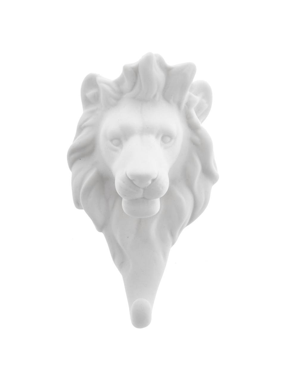 Wandhaken Lion aus Porzellan, Porzellan, Weiß, H 15 cm
