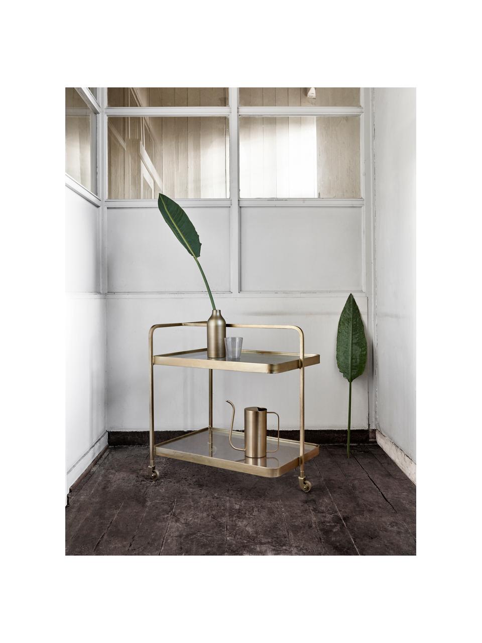 Glazen serveerwagen Troy met antiek gouden afwerking, Frame: vermessingd metaal, Plateaus: glas, Goudkleurig, B 70 cm x H 75 cm