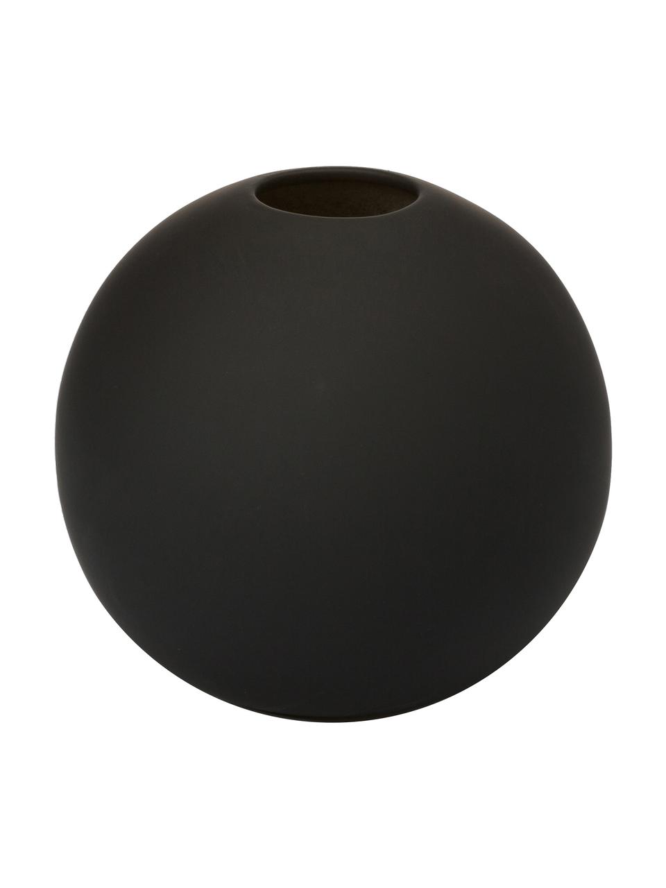 Petit vase boule fait main, noir Ball, Céramique, Noir, Ø 10 x haut. 10 cm