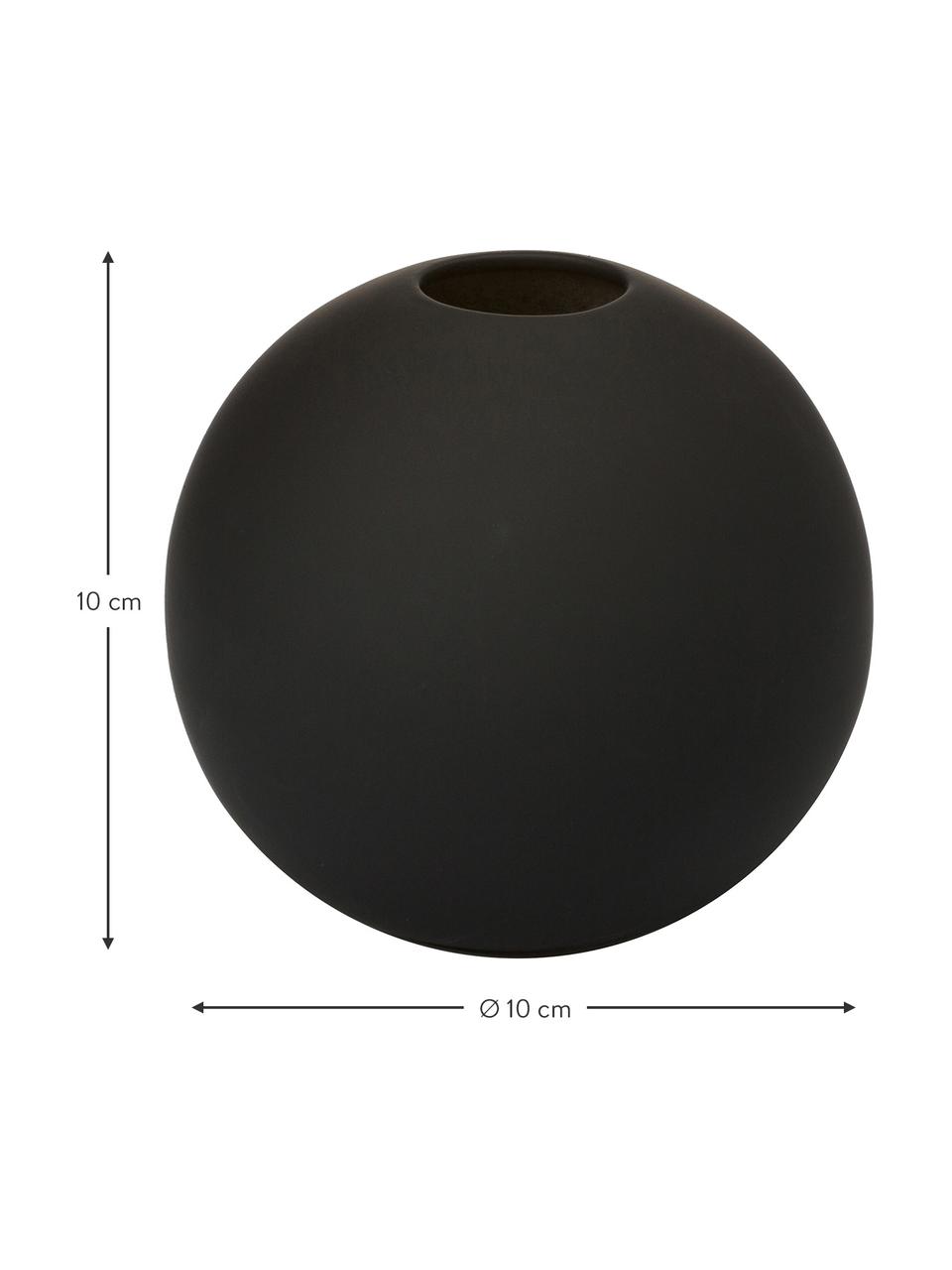 Vase boule fait main Ball, Céramique, Noir, Ø 10 x haut. 10 cm