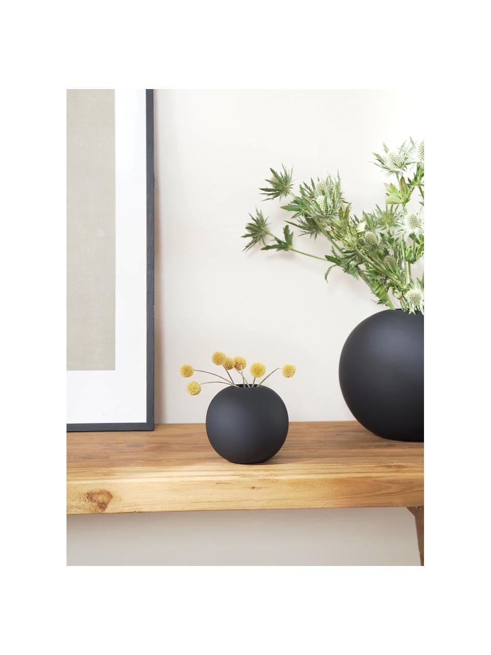 Vase boule fait main Ball, Céramique, Noir, Ø 10 x haut. 10 cm