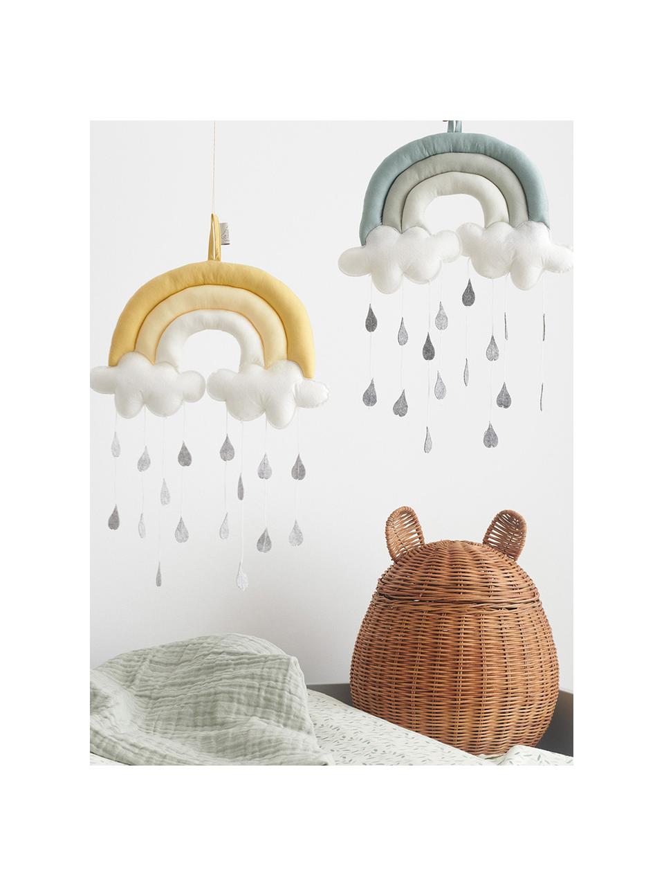 Mobile Rainbow aus Bio-Baumwolle, Bezug: 100 % Bio-Baumwolle, GOTS, Grüntöne, B 18 x H 29 cm