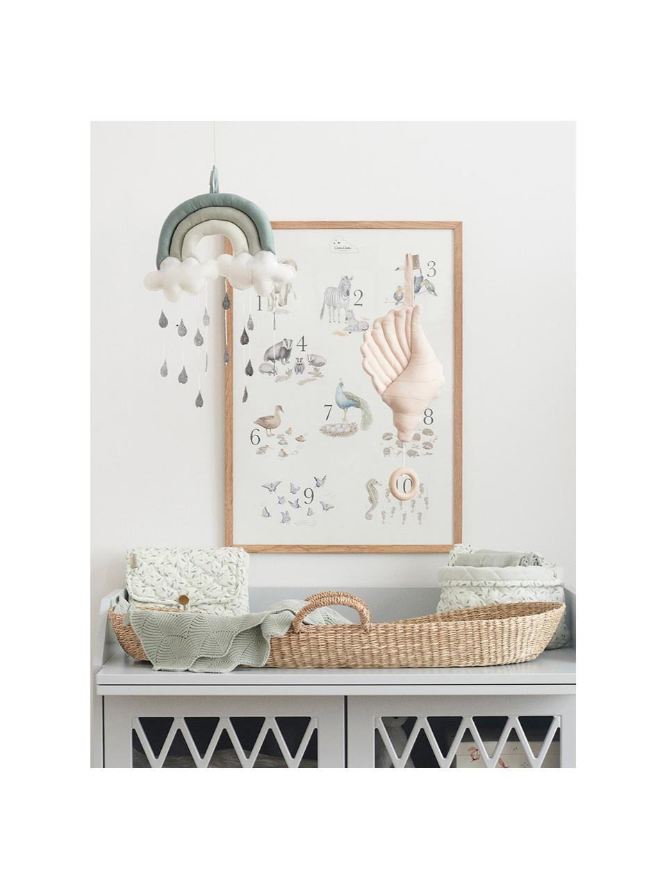 Mobile en coton bio Rainbow, Tons verts, larg. 18 x haut. 29 cm