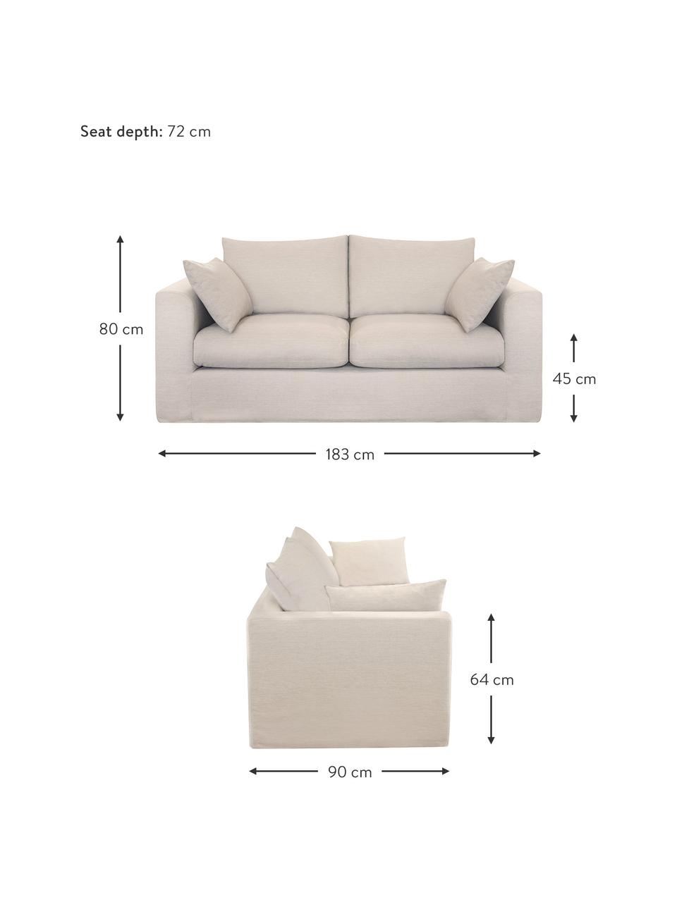 Divano 2 posti Zach, Rivestimento: polipropilene Il rivestim, Piedini: plastica, Tessuto beige, Larg. 183 x Prof. 90 cm