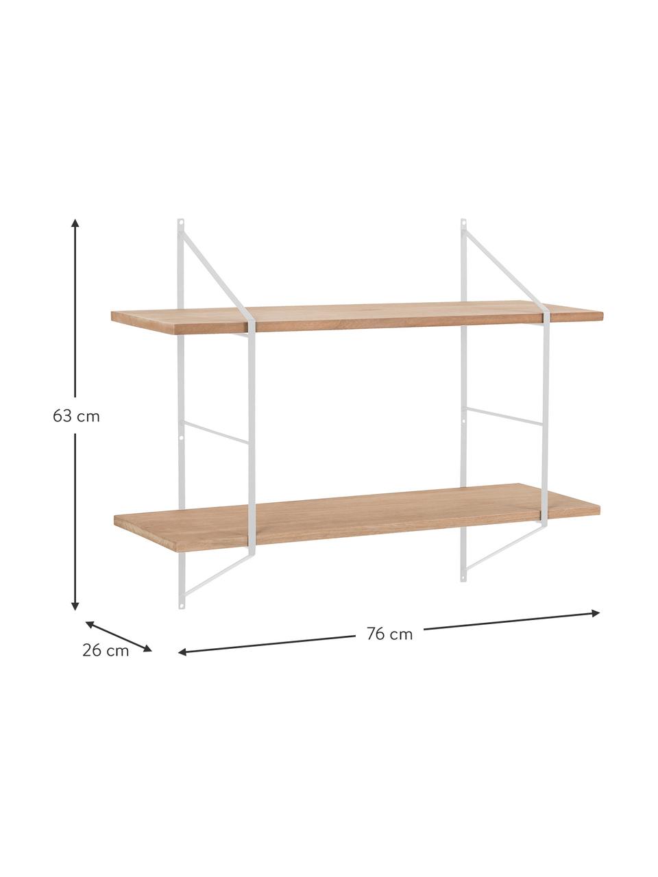 Kleines Wandregal Belfast mit Metallgestell, Gestell: Metall, pulverbeschichtet, Weiss, Hellbraun, 76 x 63 cm