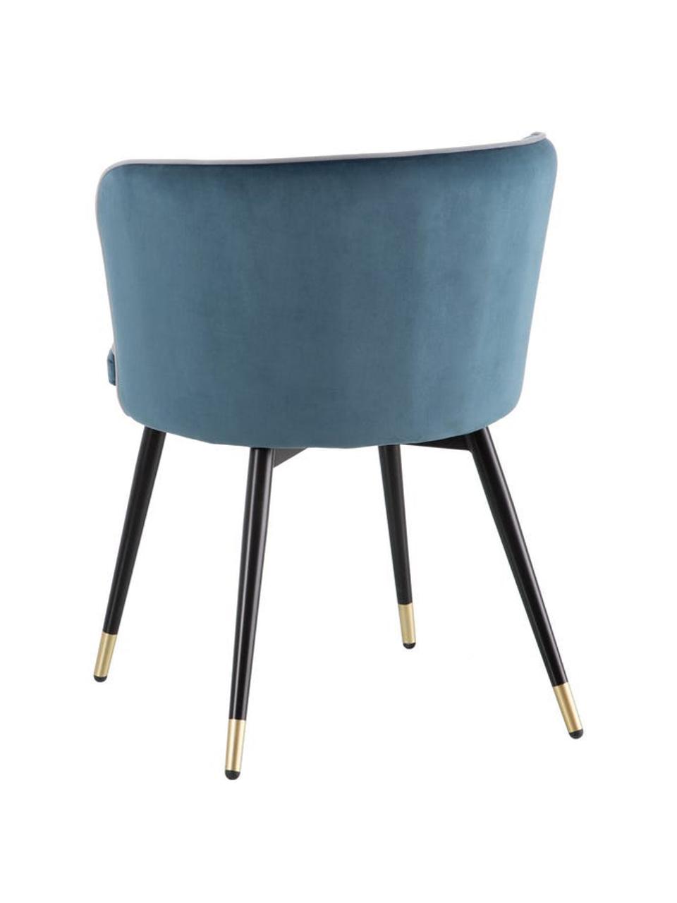 Stolička so zamatovým čalúnením Luisa, Modrá, čierna, odtiene striebornej, odtiene zlatej, Š 50 x H 62 cm
