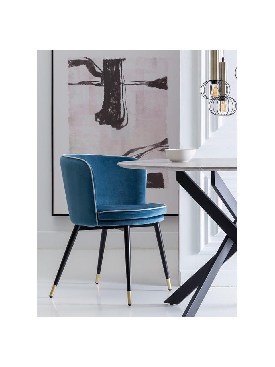 Sametová čalouněná židle Luisa, Modrá, černá, stříbrná, zlatá, Š 50 cm
