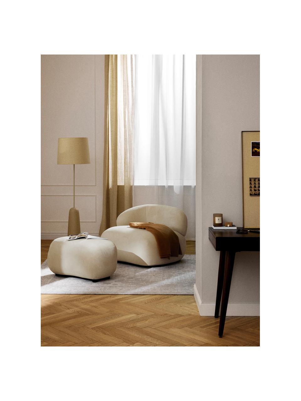 Pouf Alba, Tissu beige, larg. 70 x haut. 42 cm, courbé à gauche