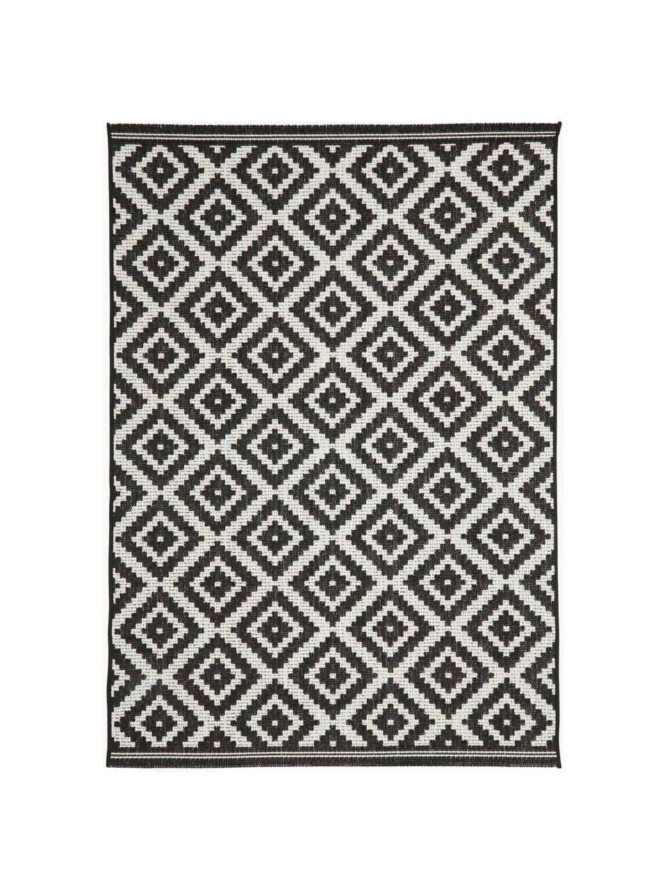 Alfombra de interior/exterior Miami, 70% polipropileno, 30% poliéster, Negro, blanco, An 80 x L 150 cm (Tamaño XS)