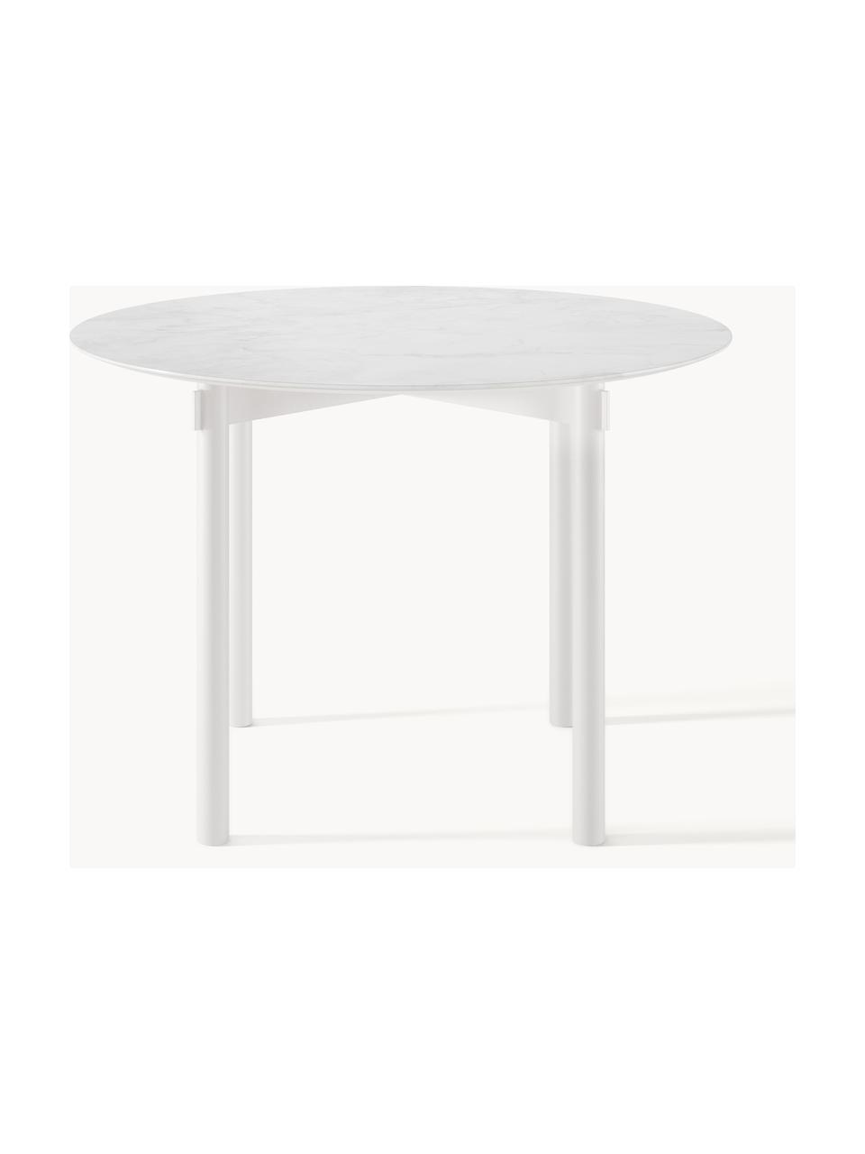 Ronde eettafel Mavi, Ø 110 cm, Tafelblad: keramiek, Poten: gepoedercoat metaal, Wit, Ø 110 cm