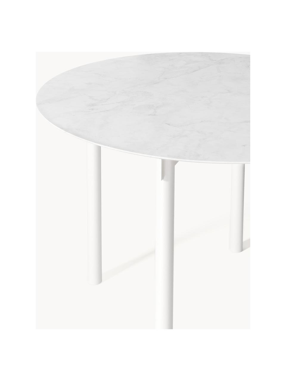 Ronde eettafel Mavi, Ø 110 cm, Tafelblad: keramiek, Poten: gepoedercoat metaal, Wit, Ø 110 cm