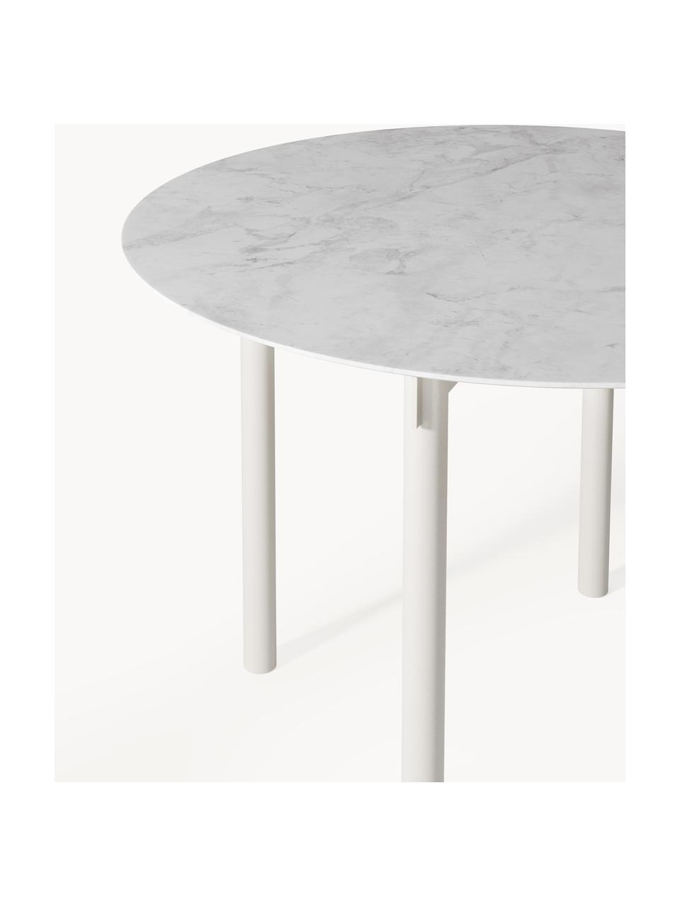 Runder Esstisch Mavi, Ø 110 cm, Tischplatte: Keramik, Beine: Metall, pulverbeschichtet, Weiß, Ø 110 cm