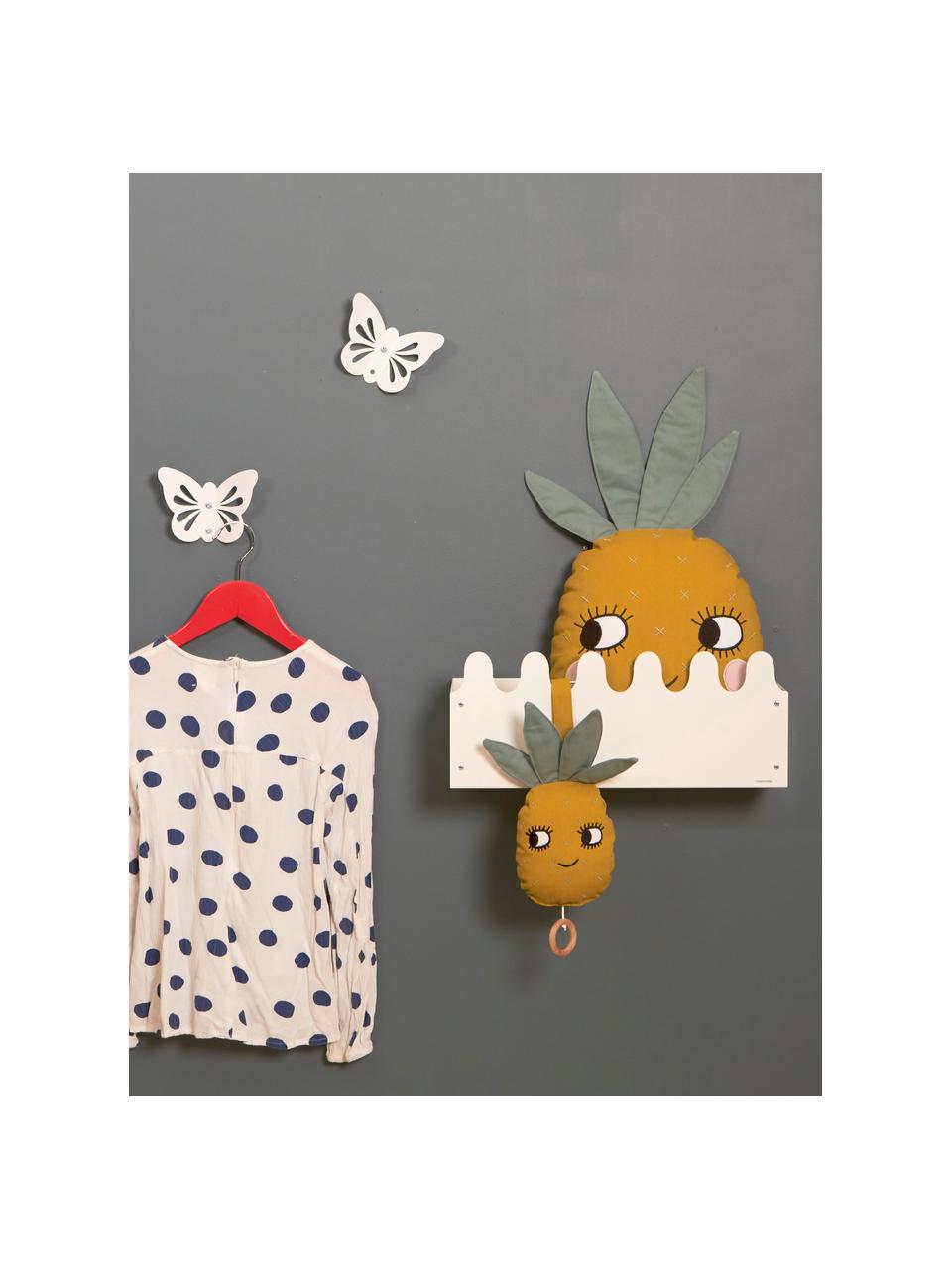 Carillon fatto a mano Pineapple, Cotone certificato OCS, Giallo, grigio verde, Larg. 10 x Alt. 25 cm