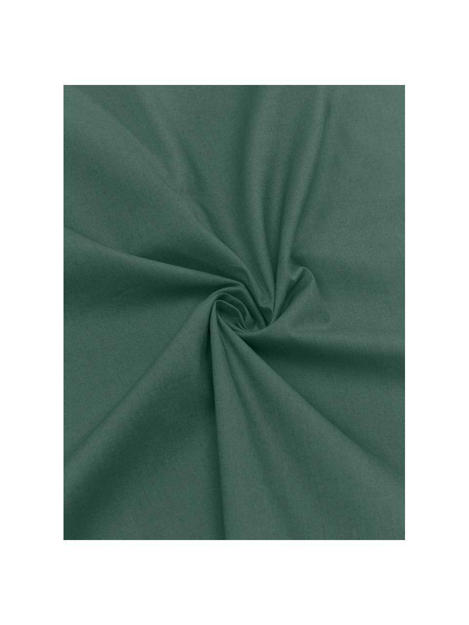 Pościel z perkalu bawełnianego Elsie, 2 szt., Ciemny zielony, 135 x 200 cm + 1 poduszka 80 x 80 cm
