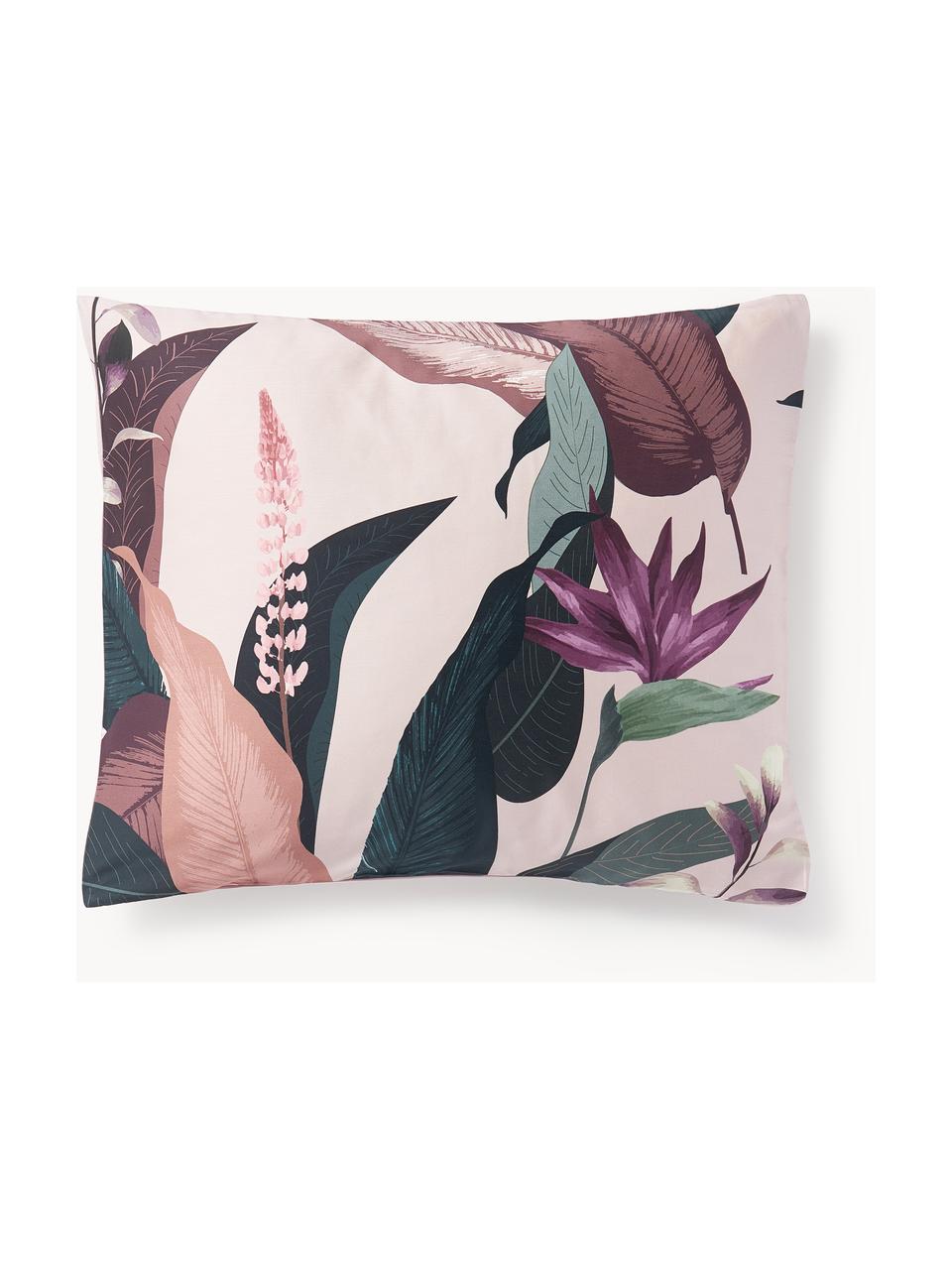 Katoensatijnen kussenhoes Flora, Weeftechniek: satijn Draaddichtheid 210, Lichtroze, B 60 x L 70 cm