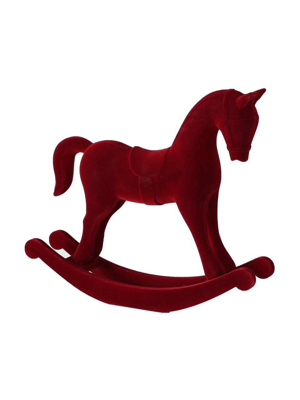 Fluwelen decoratief object Rocking Horse, Bekleding: fluweel, Frame: MDF, Rood, 38 x 31 cm