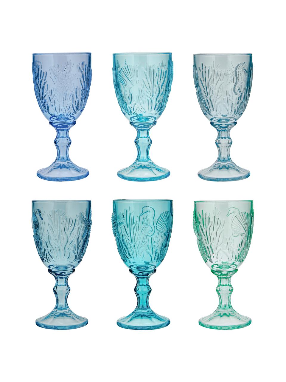 Wijnglazen-set Pantelleria, 6-delig, Glas, Blauwtinten, Ø 8 x H 17 cm