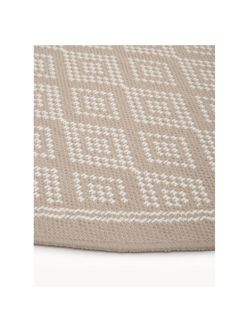 Tapis d'extérieur rond Capri, 86 % polypropylène, 14 % polyester, Blanc, beige, Ø 140 cm (taille M)