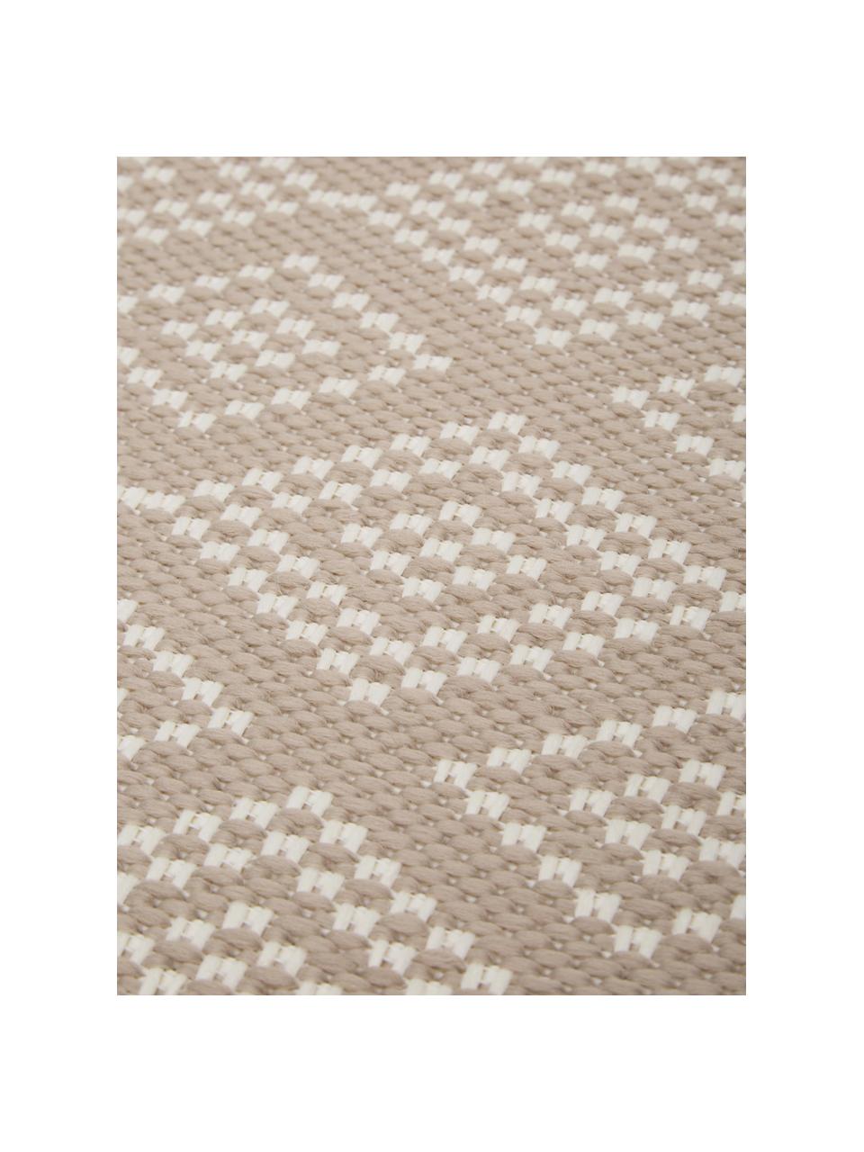 Tapis d'extérieur rond Capri, 86 % polypropylène, 14 % polyester, Blanc, beige, Ø 140 cm (taille M)