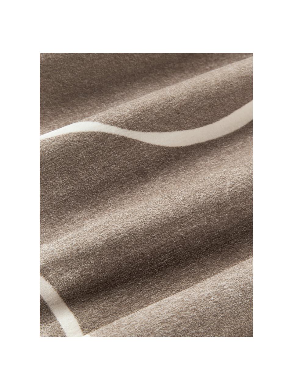 Poszewka na poduszkę z aksamitu Seraphina, Aksamit (51% bawełna, 49% wiskoza), Taupe, biały, S 30 x D 50 cm