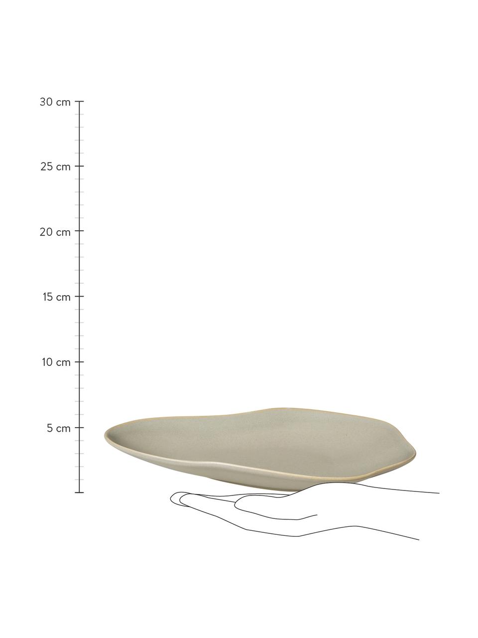 Petit plat de service de forme organique Limfjord, Grès cérame, Gris clair, long. 24 x haut. 2 cm