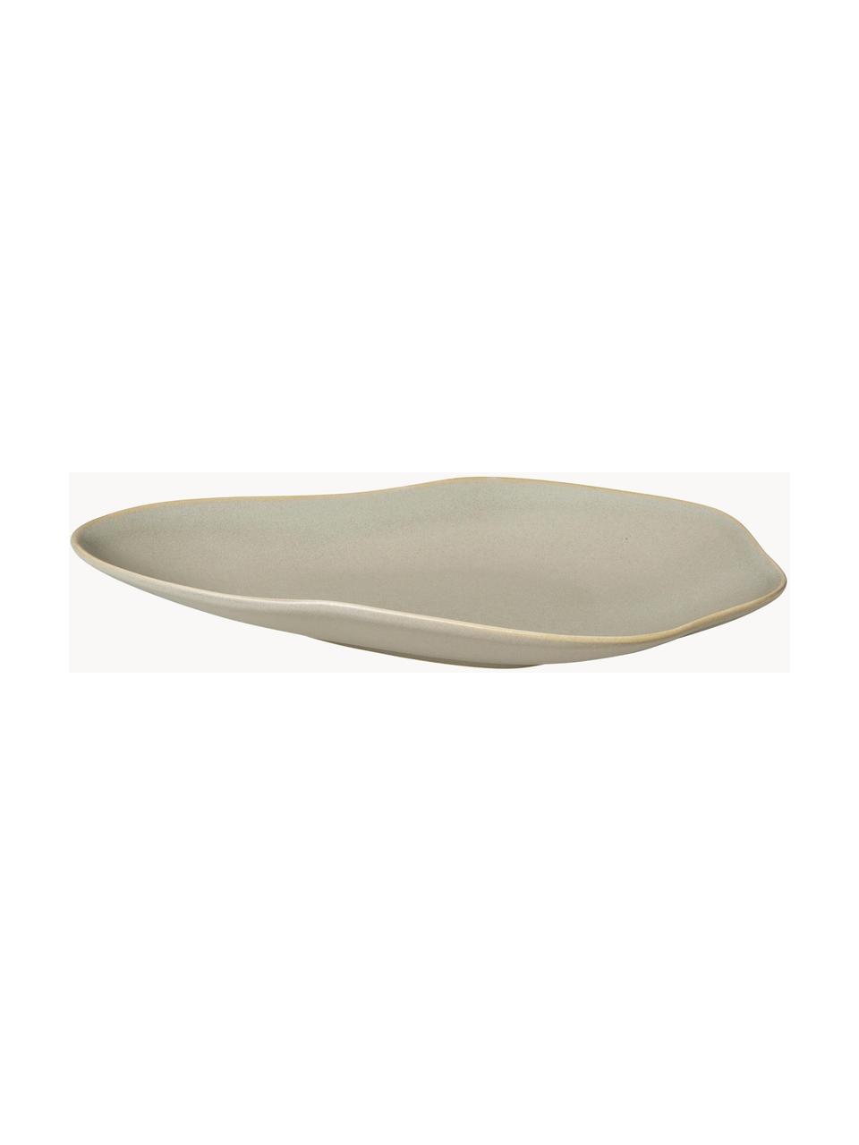 Malá servírovací talíř v organickém tvaru Limfjord, Kamenina, Světle šedá, Š 24 cm, H 15 cm