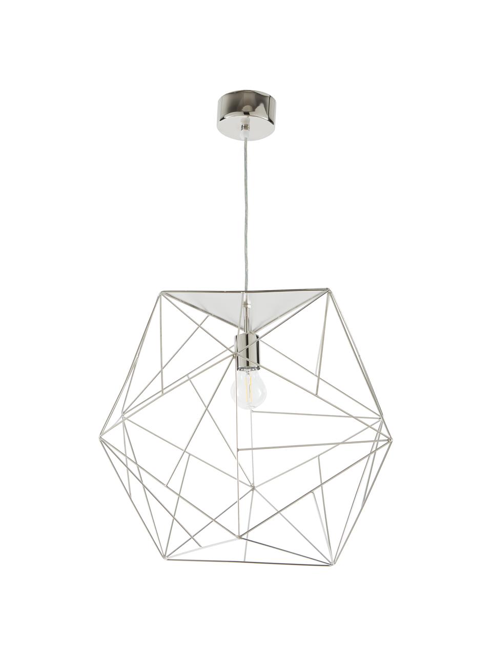 Grote hanglamp Cape Town, Lampenkap: gecoat edelstaal, Zilverkleurig, Ø 51 x H 45 cm