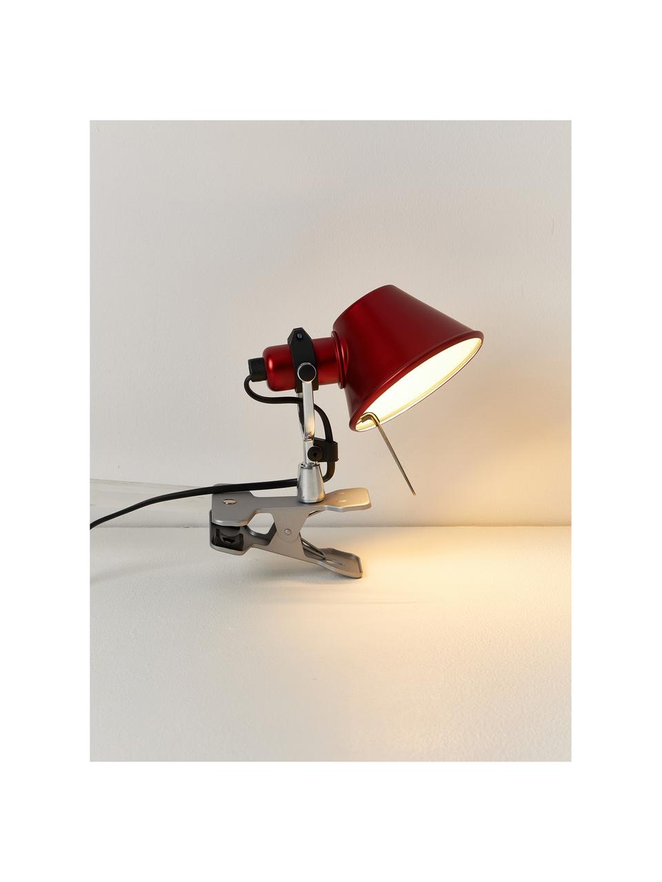 Kleine Klemm-Schreibtischlampe Tolomeo Micro Pinza, Lampenschirm: Aluminium, beschichtet, Rot, Ø 16 x H 20 cm