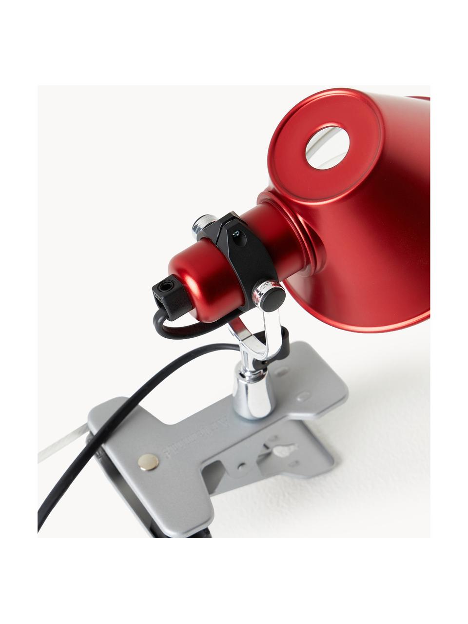 Kleine Klemm-Schreibtischlampe Tolomeo Micro Pinza, Lampenschirm: Aluminium, beschichtet, Rot, Ø 16 x H 20 cm