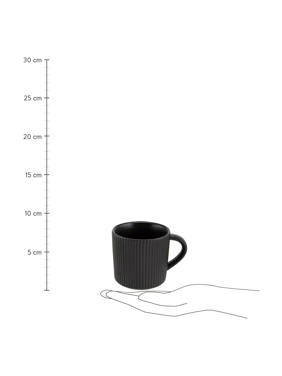 Tassen Neri mit Rillenstruktur in Schwarz matt, 2 Stück, Steingut
Mit Rillenstruktur und leicht rauer Oberfläche, Schwarz, Ø 9 x H 9 cm, 350 ml