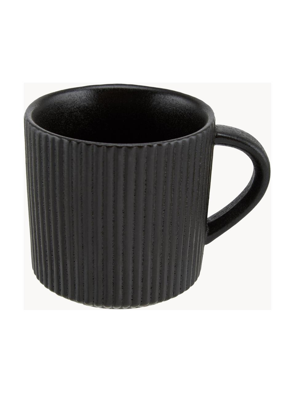Tazas de café mates con relieves Neri, 2 uds., Gres
Con estructura de surcos y superficie ligeramente rugosa, Negro, Ø 9 x Al 9 cm, 350 ml