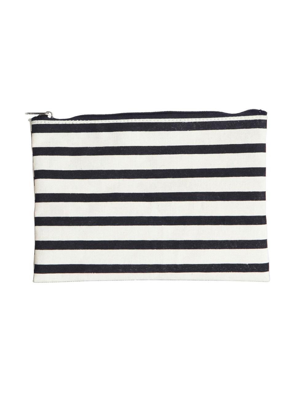 Kosmetiktasche Stripes mit Reißverschluss, 38% Baumwolle, 40% Polyester, 22% Rayon, Schwarz, Weiß, 21 x 15 cm