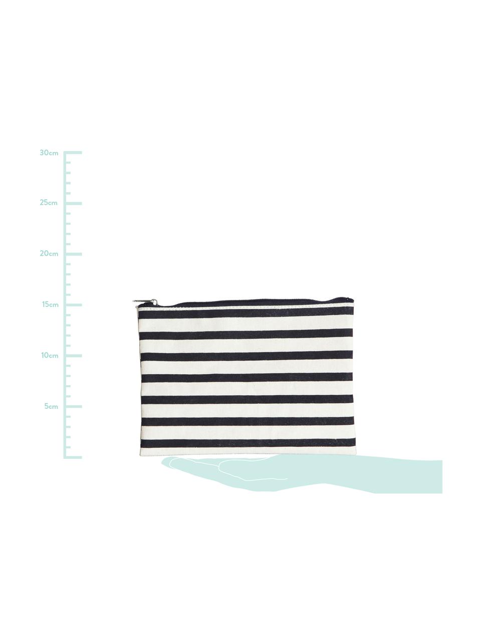 Kosmetiktasche Stripes mit Reissverschluss, 38% Baumwolle, 40% Polyester, 22% Rayon, Schwarz, Weiss, 21 x 15 cm