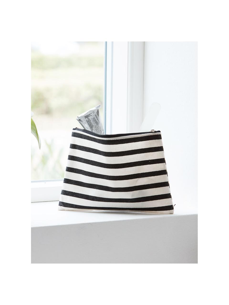 Kosmetiktasche Stripes mit Reißverschluss, 38% Baumwolle, 40% Polyester, 22% Rayon, Schwarz, Weiß, 21 x 15 cm