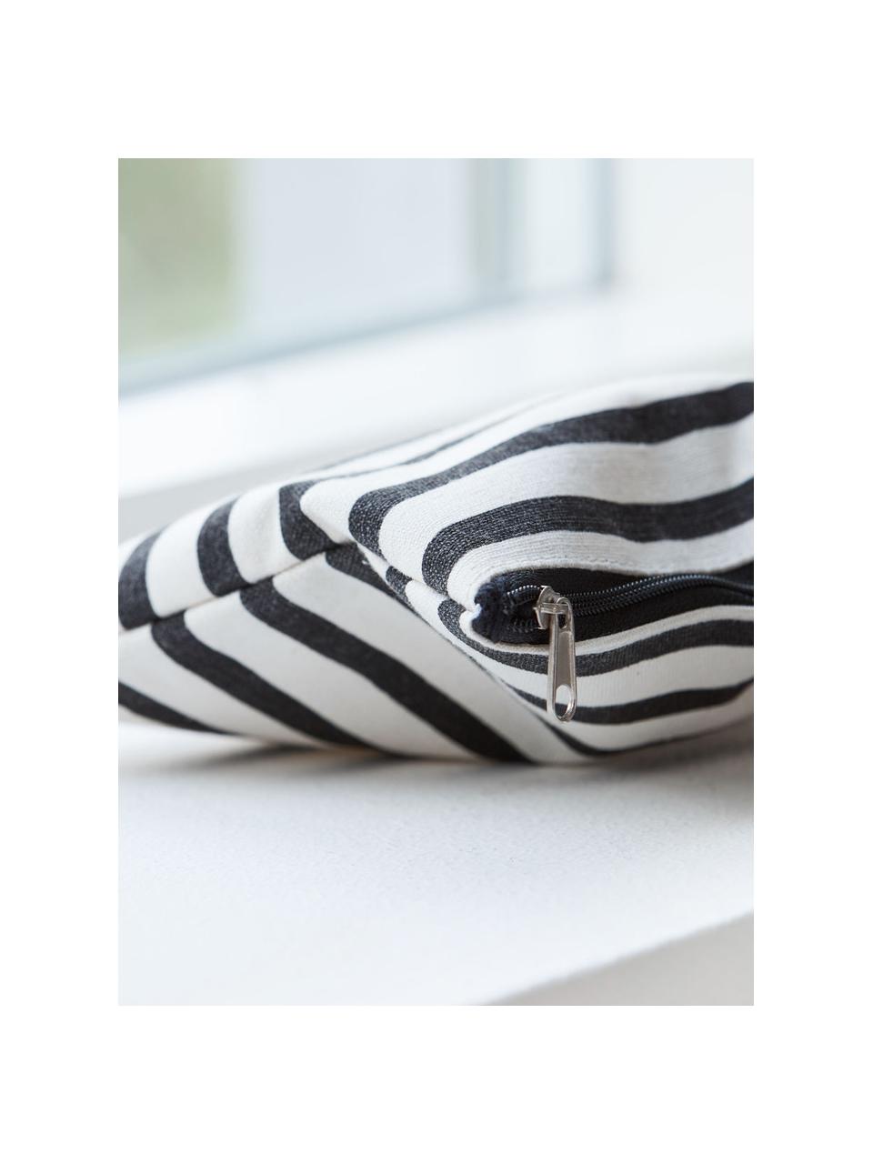 Kosmetiktasche Stripes mit Reissverschluss, 38% Baumwolle, 40% Polyester, 22% Rayon, Schwarz, Weiss, 21 x 15 cm