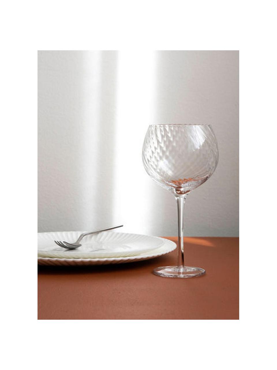 Weingläser Opacity mit Rillenstruktur, 6 Stück , Glas, Transparent, Ø 10 x H 19 cm, 400 ml
