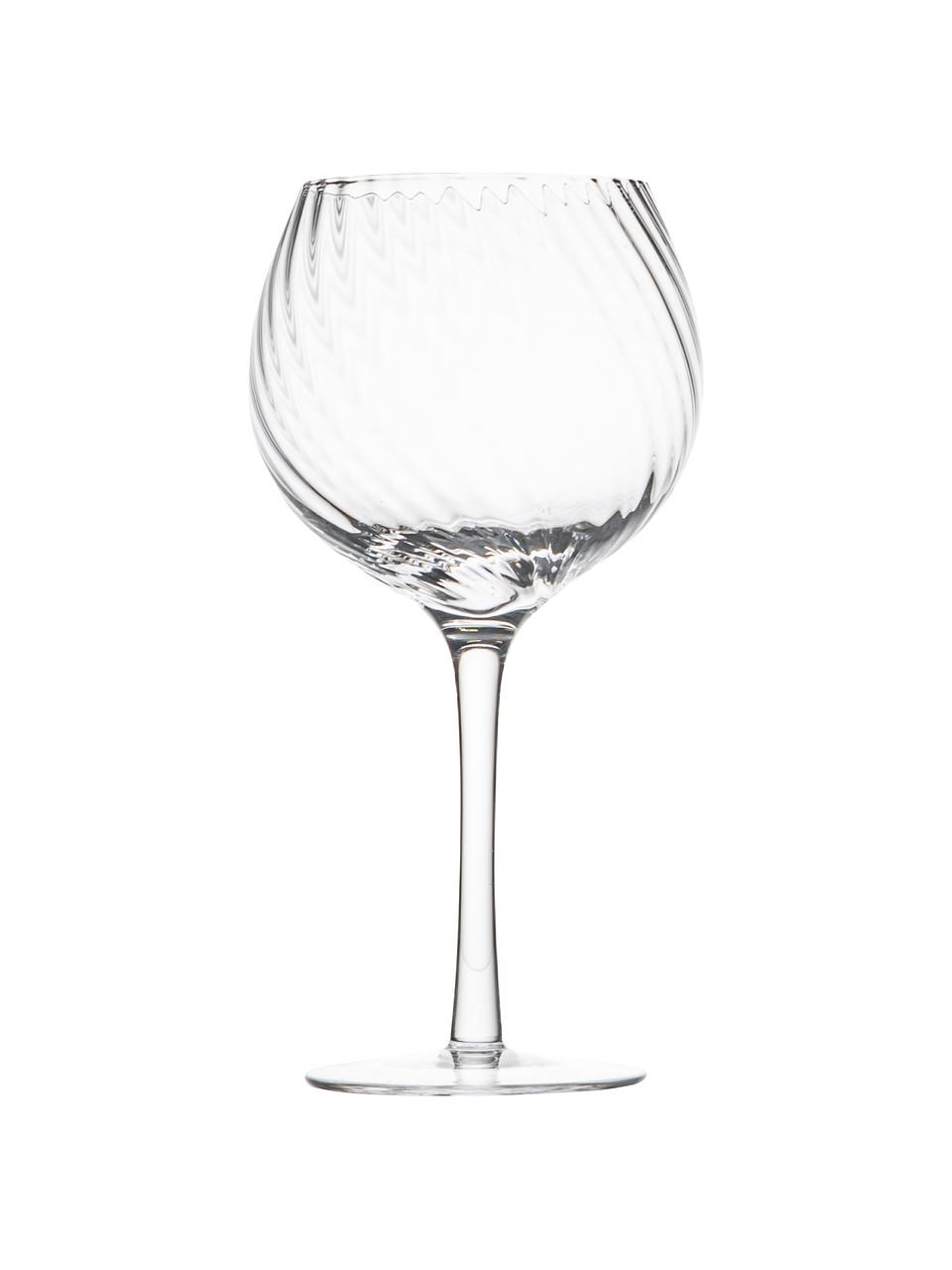 Wijnglazen Opacity met groefstructuur, 6 stuks, Glas, Transparant, Ø 10 x H 19 cm, 400 ml