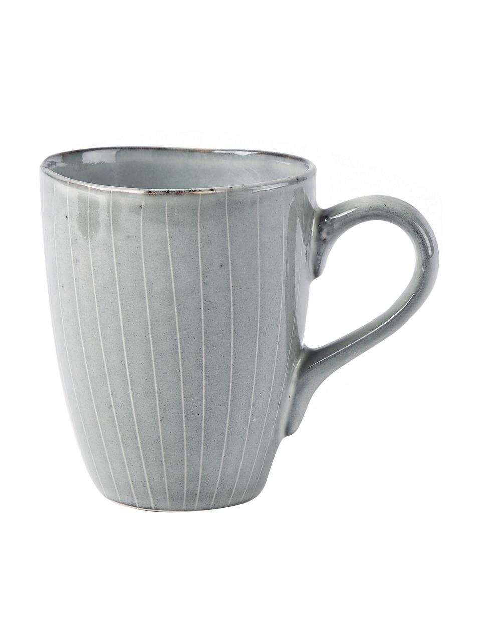 Set de desayuno artesanal Nordic Sea, 4 comensales (12 pzas.), Cerámica de gres, Gris azulado, 4 comensales (12 pzas.)