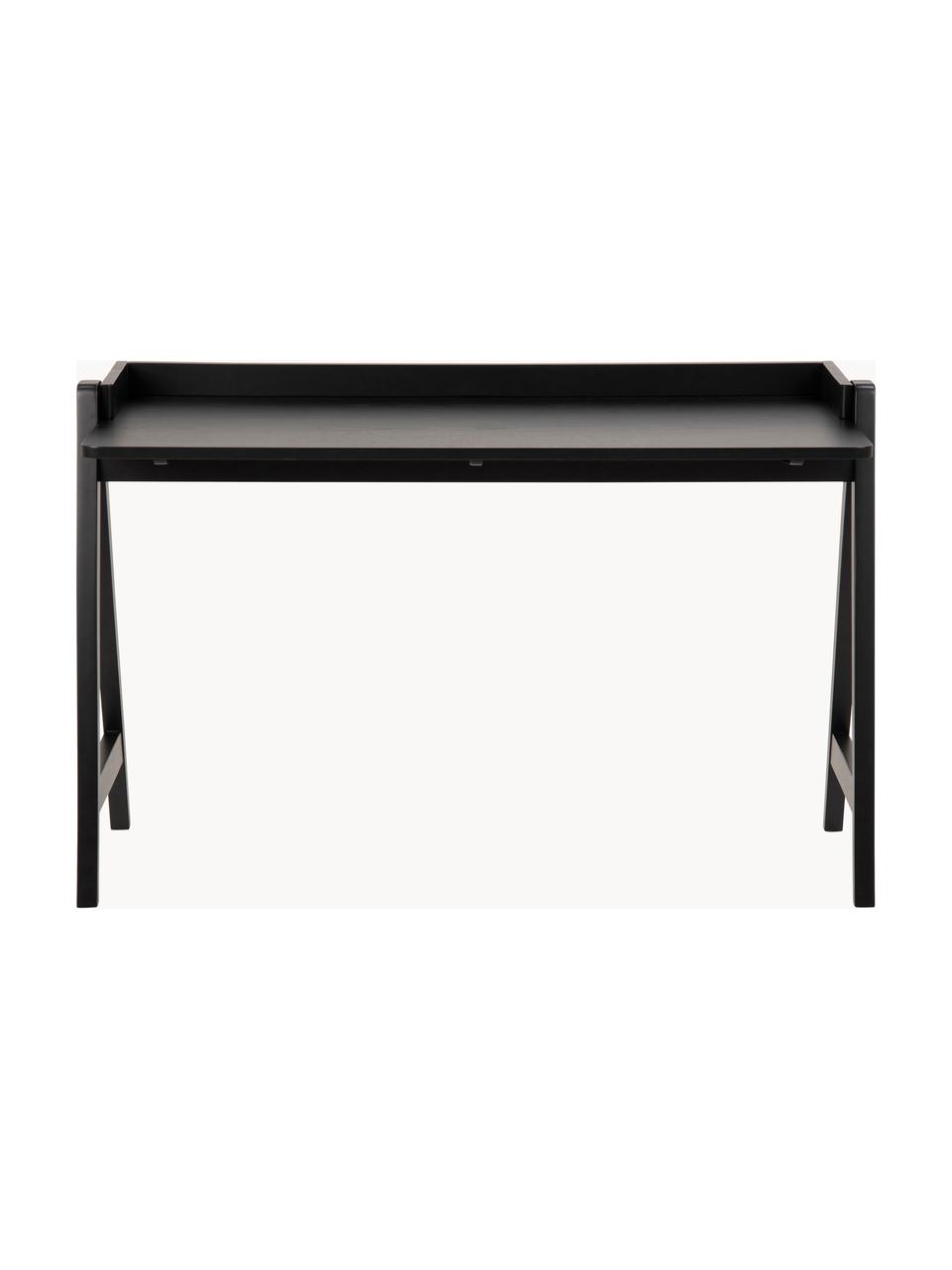 Schreibtisch Miso aus Gummibaumholz, Gummibaumholz, lackiert, Gummibaumholz, schwarz lackiert, B 127 x T 52 cm